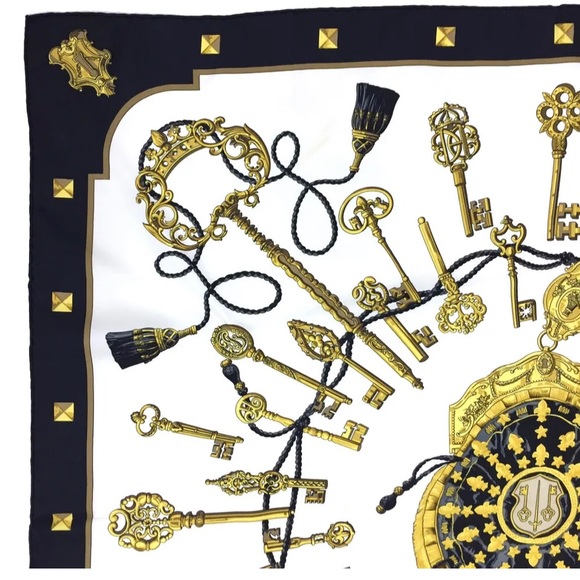 HERMES LES CLES Carre 90 Multicolor Silk 100% Scarf - Picture 2 of 8